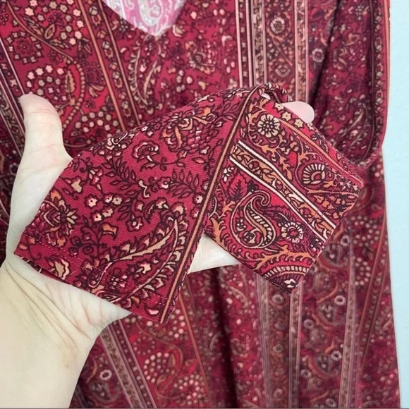 Show Me your Mumu Bryce Hutton Stripe Maroon Paisley Short Dress Womans Large - Picture 10 of 10